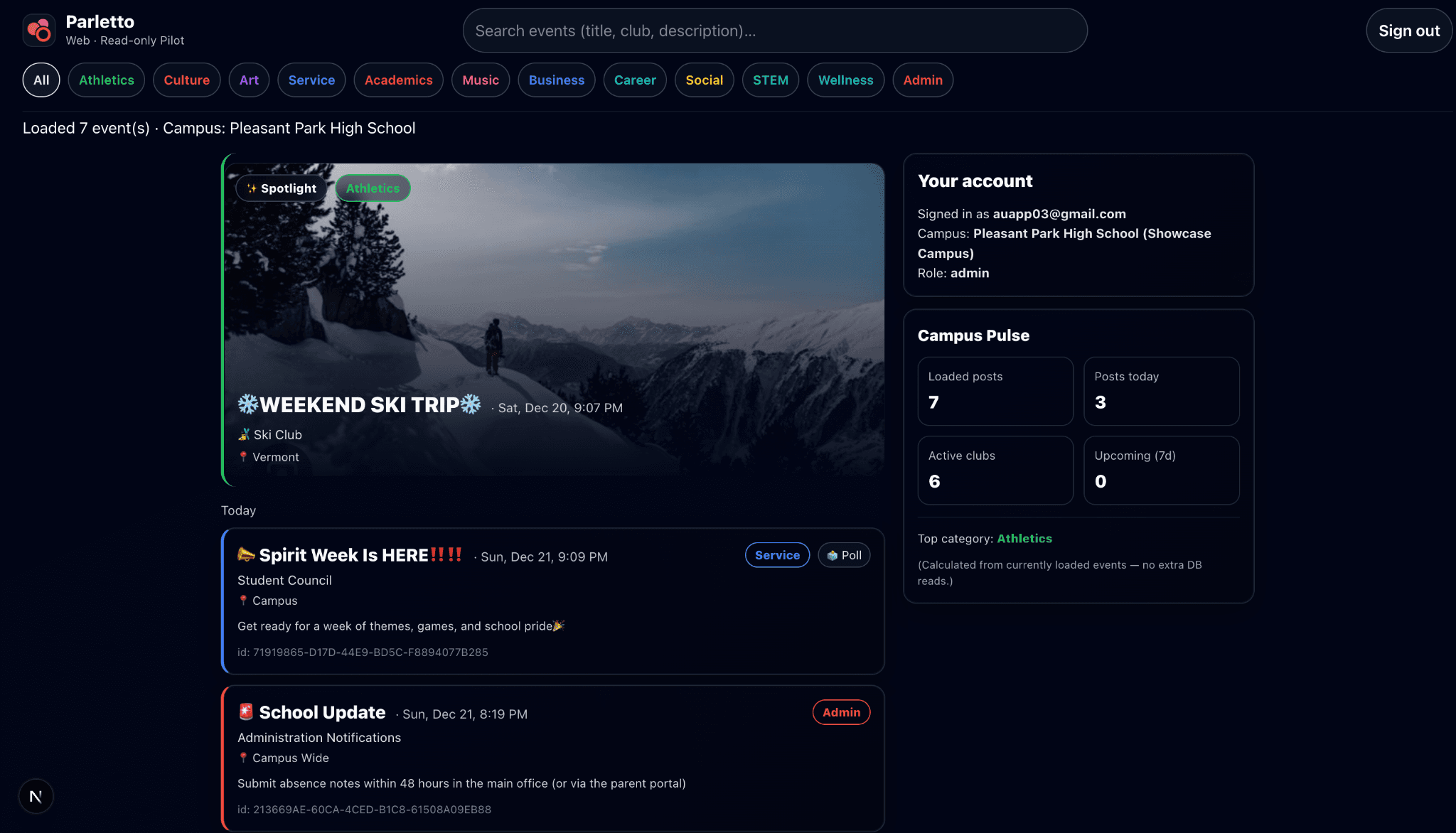 Parletto web app
